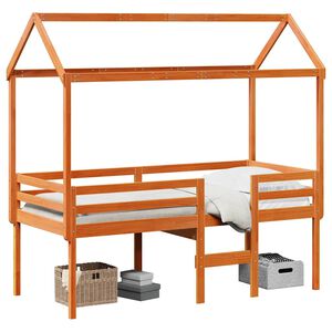 vidaXL H&ouml;g s&auml;ng med tak vaxad brun 75x190 cm massiv furu