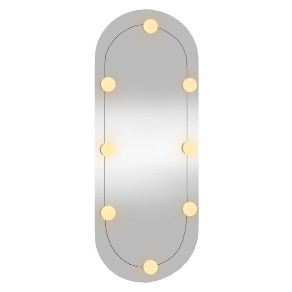 vidaXL V&auml;ggspegel med LED-belysning 30x70 cm glas oval