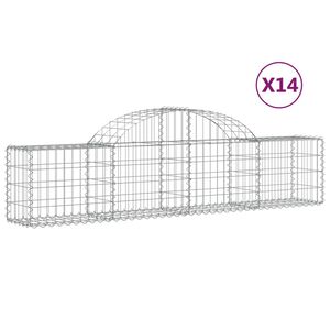 vidaXL Gabion b&aring;gformad 14 st 200x30x40/60 cm galvaniserat j&auml;rn