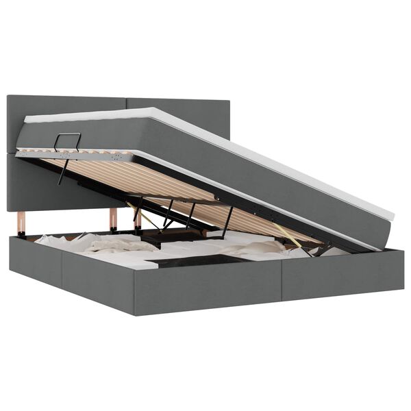 vidaXL F&ouml;rvaringss&auml;ng med madrass M&ouml;rkgr&aring; 160 x 200 cm Polyester