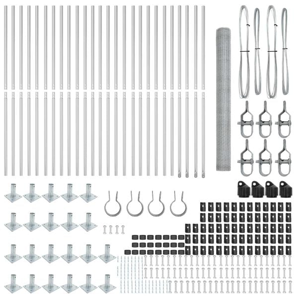 vidaXL Stängselstolpe Silver 50 x 1,5 m (25 mm nät) Stål