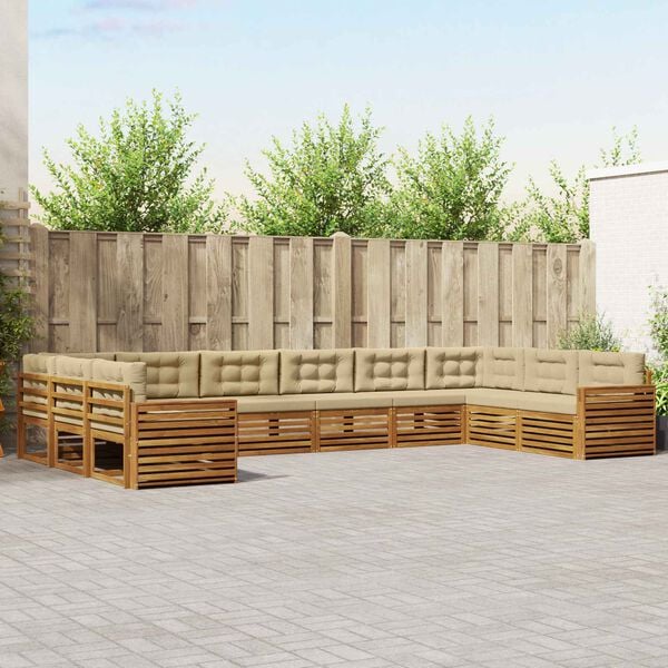 vidaXL Soffgrupper 7 pcs Naturlig och Beige Massivt Akaciatr&auml;