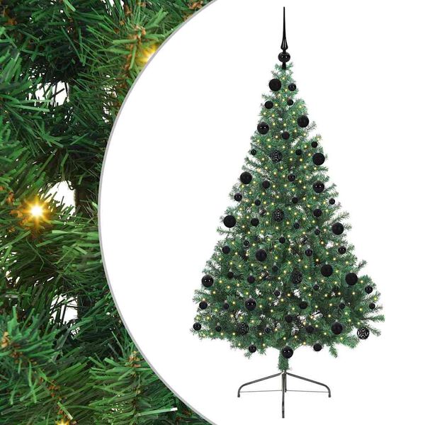 vidaXL Konstgjord F&ouml;rbelyst Julgran med 300 LED-lampor Gr&ouml;n 210 cm PVC