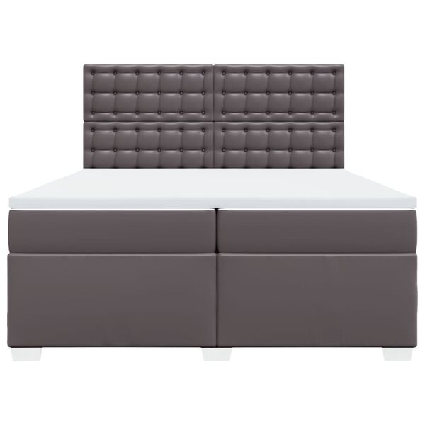 vidaXL Ramsäng med madrass grå 200x200 cm konstläder