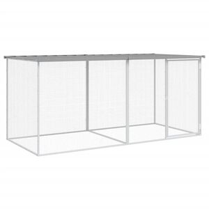 vidaXL H&ouml;nsbur med tak ljusgr&aring; 203x98x90 cm galvaniserat st&aring;l