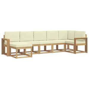 vidaXL Utomhussoffset med kudde 7 pcs Vit och gr&auml;dde Polyester
