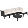 vidaXL Loungegrupp med dynor 6 delar svart konstrotting