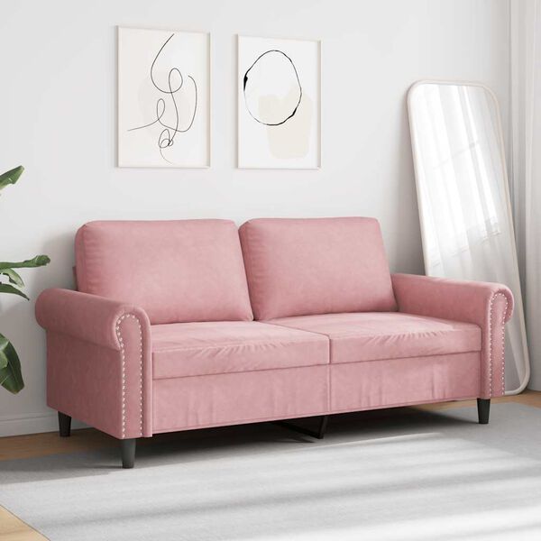 vidaXL Soffa 2-sits rosa 140 cm sammet