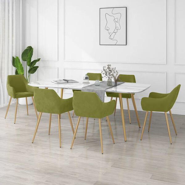 vidaXL Matstolar 6 st ljusgr&ouml;n sammet