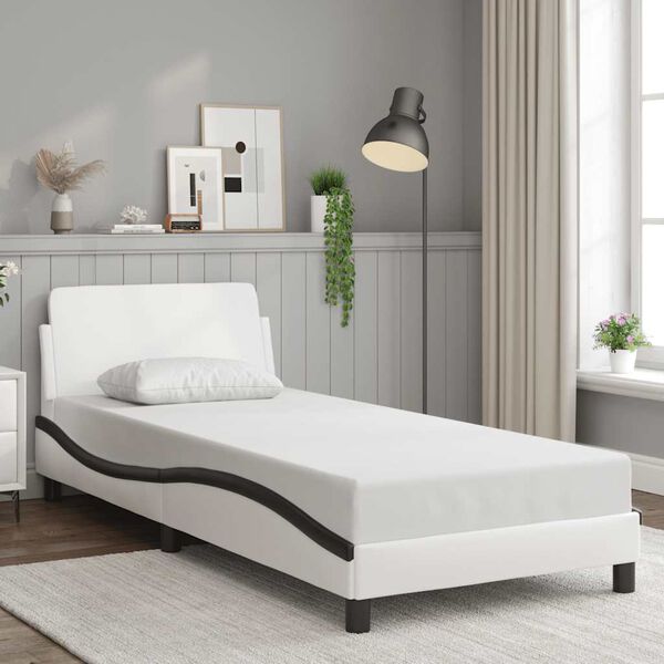 vidaXL Bed Frame "Dover" White&Black 80x200 cm Faux Leather