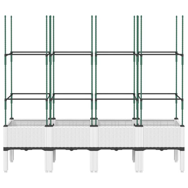 vidaXL Odlingsl&aring;da med spalj&eacute; vit 160x40x142,5 cm PP
