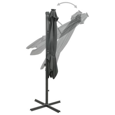 vidaXL Frihängande parasoll med stång och LED antracit 250 cm