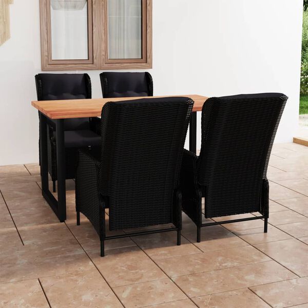 vidaXL Matgrupp f&ouml;r tr&auml;dg&aring;rden med dynor 5 delar konstrotting m&ouml;rkgr&aring;