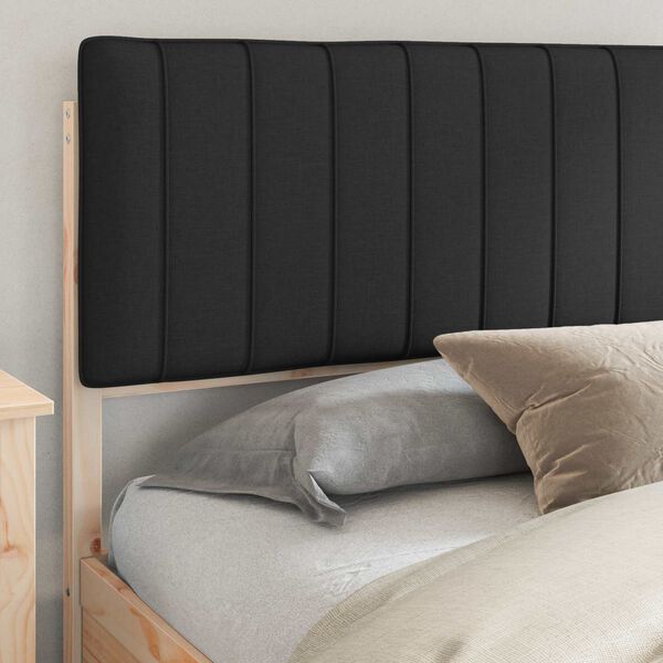 vidaXL S&auml;ngram med Kl&auml;dd Huvudgavel Svart 200 x 200 cm Massiv furu