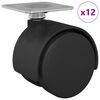 vidaXL Sv&auml;ngbart hjul 12 st Svart 39,5 x 39,5 x 37,8 mm J&auml;rn och PP
