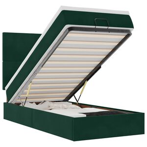 vidaXL Ottoman s&auml;ngram med madrasser m&ouml;rkgr&ouml;n 90x200 cm sammet