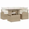vidaXL Tr&auml;dg&aring;rdsoffset med kudde 5 pcs Beige konstrotting