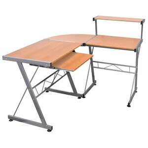 vidaXL Datorbord h&ouml;rn Brun 132x112x99 cm konstruerat tr&auml;