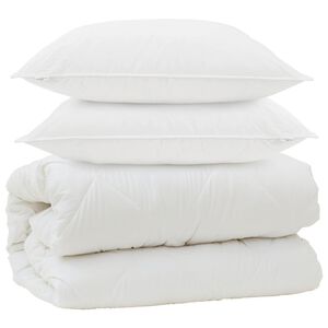 vidaXL Dunt&auml;cke med Kuddar med kudde 3 pcs Vit Mikrofiber