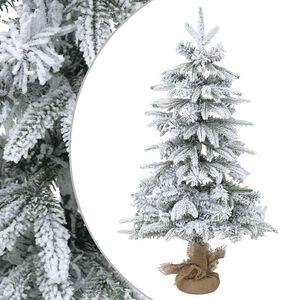 vidaXL Mini-julgran flockad 45 cm PVC och PE Gr&ouml;n och Vit