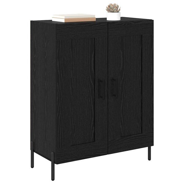 vidaXL Sideboard Svart Ek 69,5 x 34 x 90 cm Konstruerat tr&auml; och j&auml;rn
