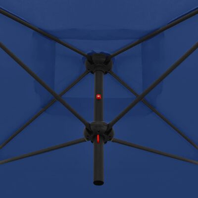 vidaXL Dubbelt parasoll med stålstång 250x250 cm azurblå