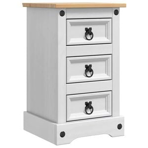 vidaXL S&auml;ngbord CORONA Vit 35 x 32,5 x 58 cm Massiv furu