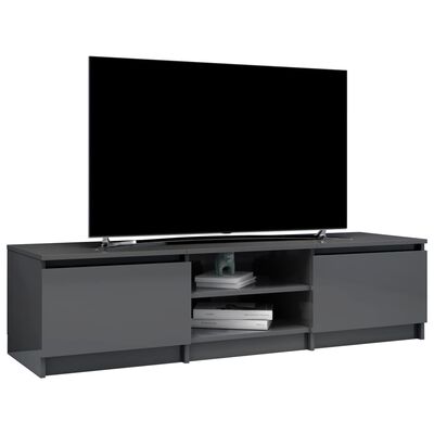vidaXL TV-bänk grå högglans 140x40x35,5 cm spånskiva