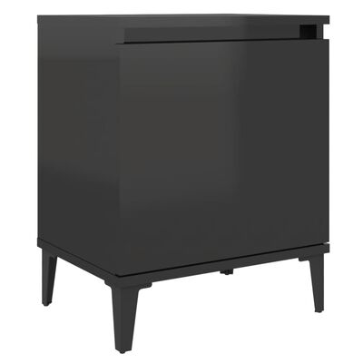 vidaXL Sängbord med metallben svart högglans 40x30x50 cm