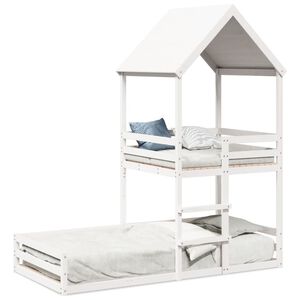 vidaXL V&aring;ningss&auml;ng med tak vit 90x200 cm massiv furu