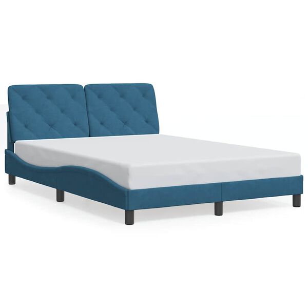vidaXL Bed Frame without Mattress Blue 120x200 cm Velvet