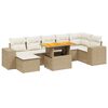 vidaXL Matgrupp f&ouml;r tr&auml;dg&aring;rden med dynor 8 delar beige konstrotting