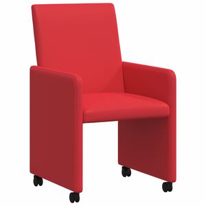 vidaXL Matstolar med hjul 2 st Konstl&auml;der R&ouml;d 57 x 66 x 94 cm