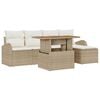 vidaXL Tr&auml;dg&aring;rdsoffset 6 st Beige Poly rattan