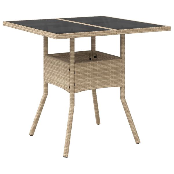vidaXL Matgrupp f&ouml;r tr&auml;dg&aring;rd med dynor 3 delar beige konstrotting&glas