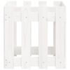 vidaXL Odlingslåda med staket-design vit 40x40x40 cm massiv furu