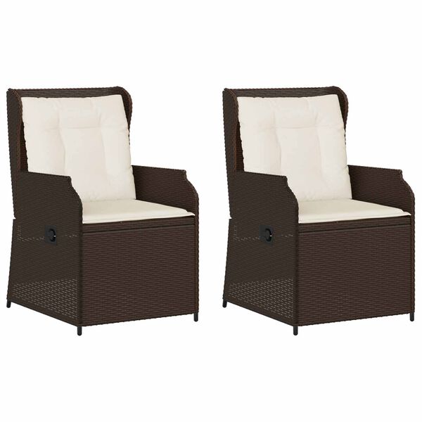 vidaXL Trädgårdsbänk med kudde 2 pcs Brun Poly rattan
