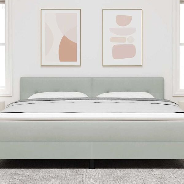 vidaXL LED huvuddyna med LED -remsljus Ljusgr&aring; 180 cm Polyester