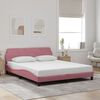 vidaXL Bed Frame with Headboard "Dover" Pink 160x200 cm Velvet
