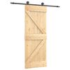 vidaXL Skjutd&ouml;rr Naturlig och svart 85 x 210 cm Massiv furutr&auml;d&ouml;rr