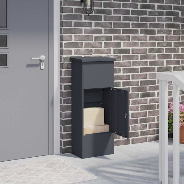 vidaXL Paketbox med lagring med l&aring;s Antracit 44,5 x 29 x 110,5 cm St&aring;l