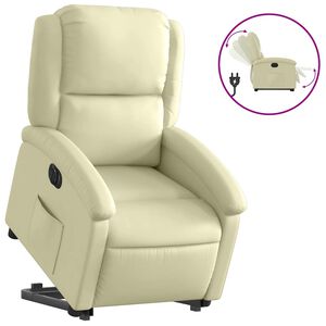 vidaXL Reclinerf&aring;t&ouml;lj med uppresningshj&auml;lp gr&auml;ddvit &auml;kta l&auml;der