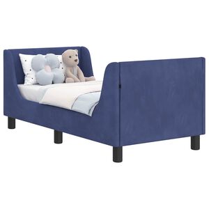 vidaXL S&auml;ngram f&ouml;r sm&aring;barn med huvudgavel Polisbl&aring; 70 x 140 cm Sammet