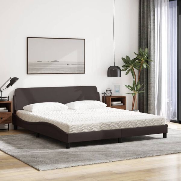 vidaXL Bed with Mattress "Dover" Dark Brown 180x200 cm Fabric