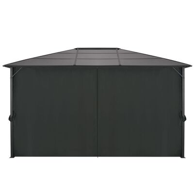 vidaXL Paviljong med gardin aluminium 4x3x2,6 m svart