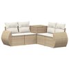 vidaXL Soffset 5 st Beige och kr&auml;mvit Poly Rattan och st&aring;l