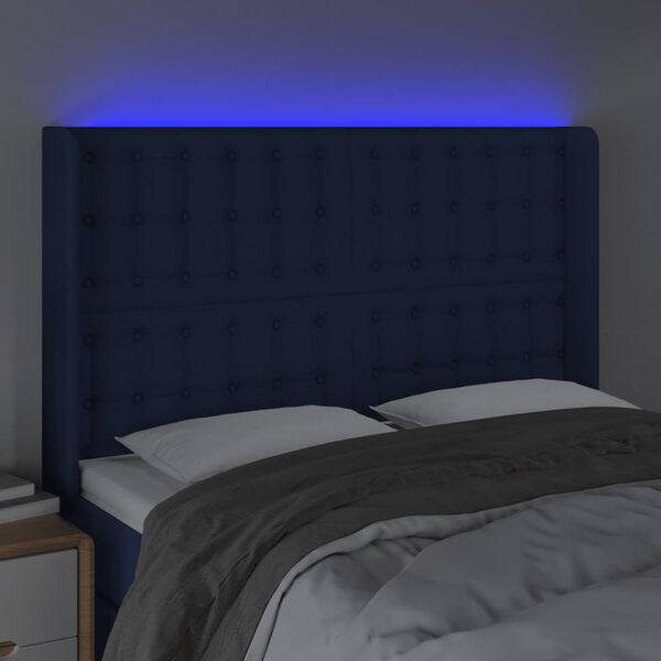 vidaXL S&auml;nggavel LED bl&aring; 147x16x118/128 cm tyg