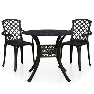 vidaXL Caf&eacute;set 3 delar gjuten aluminium svart
