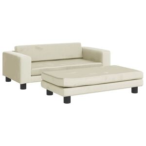 vidaXL Barnsoffa med fotpall gr&auml;ddvit 100x50x30 cm sammet
