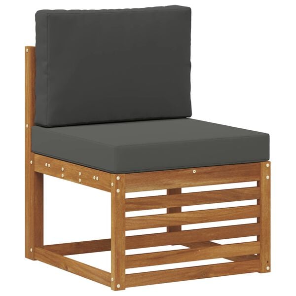 vidaXL M&ouml;belset med kudde 5 pcs Naturlig och Antracit Konstruerat tr&auml;